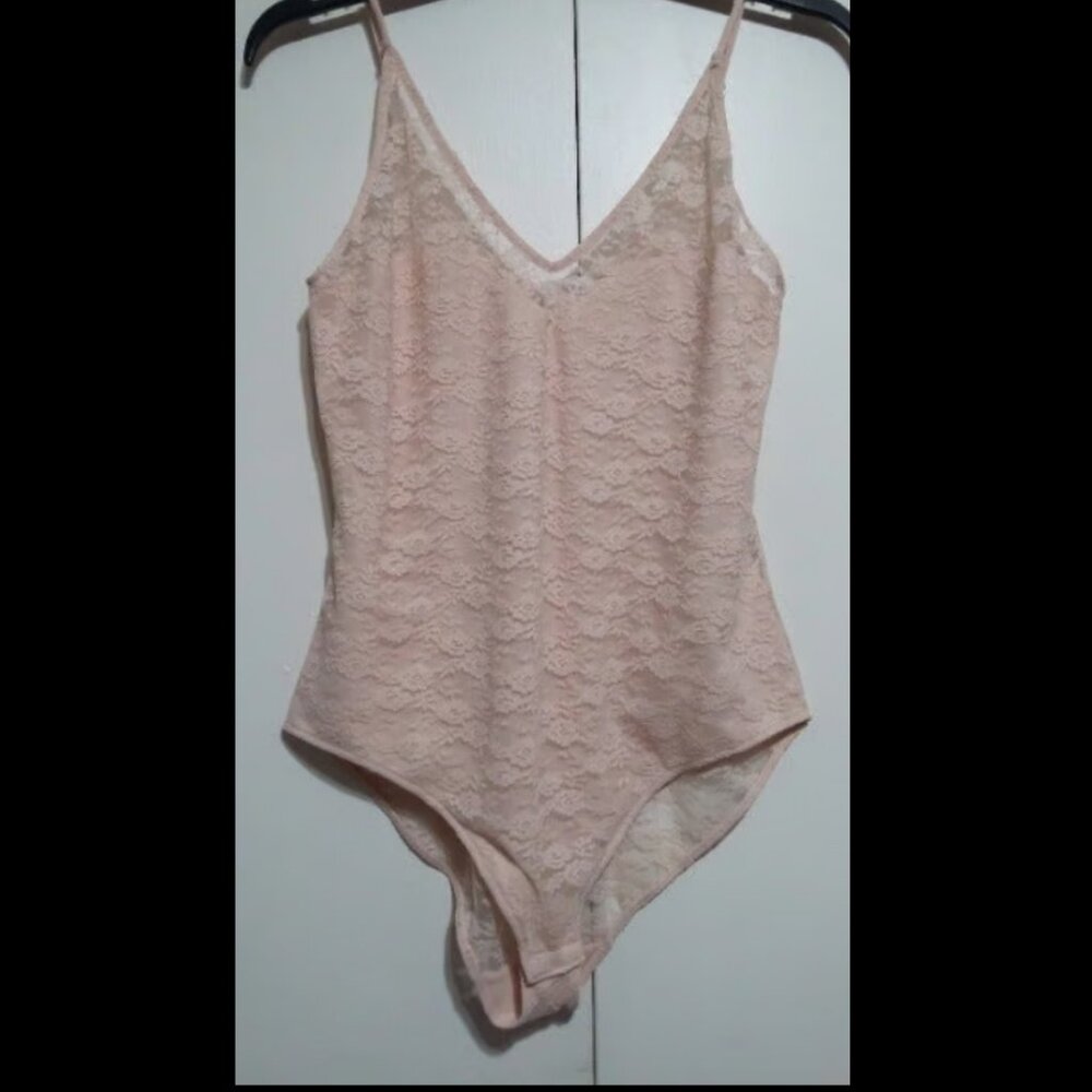 New H&M Pink Lace Leotard Bodysuit Sz M